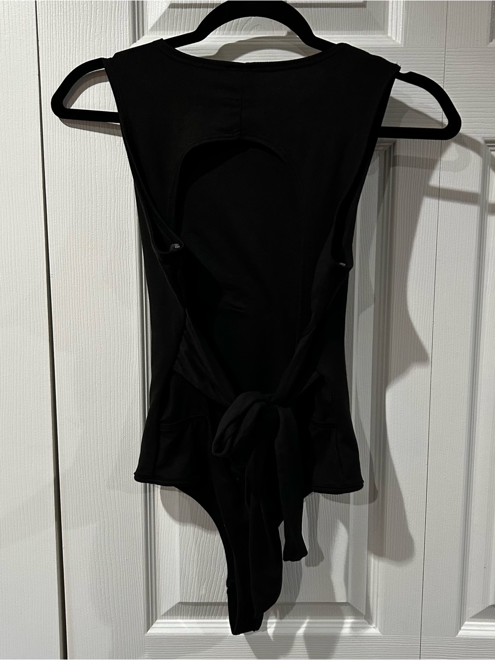 Women’s Black One-Piece with Cut Out Open Back and Back Tie